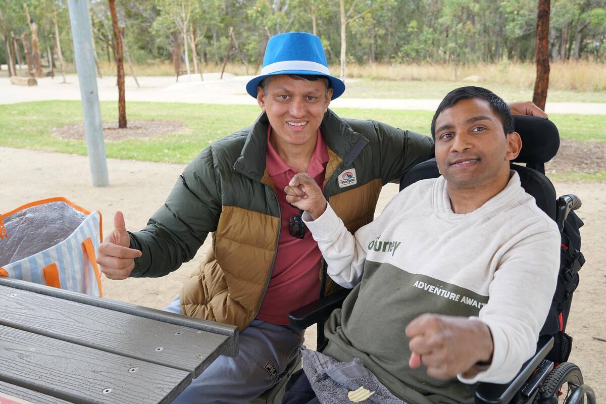 Enable Hub participant and support worker at a community outing