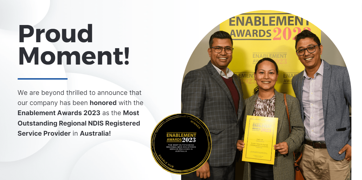 Honored with the Enablement Awards 2023 for best NDIS service provider in Sydney
